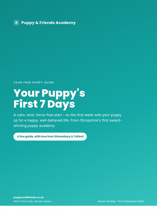 Cover of the free guide: Your Puppy's First 7 Days